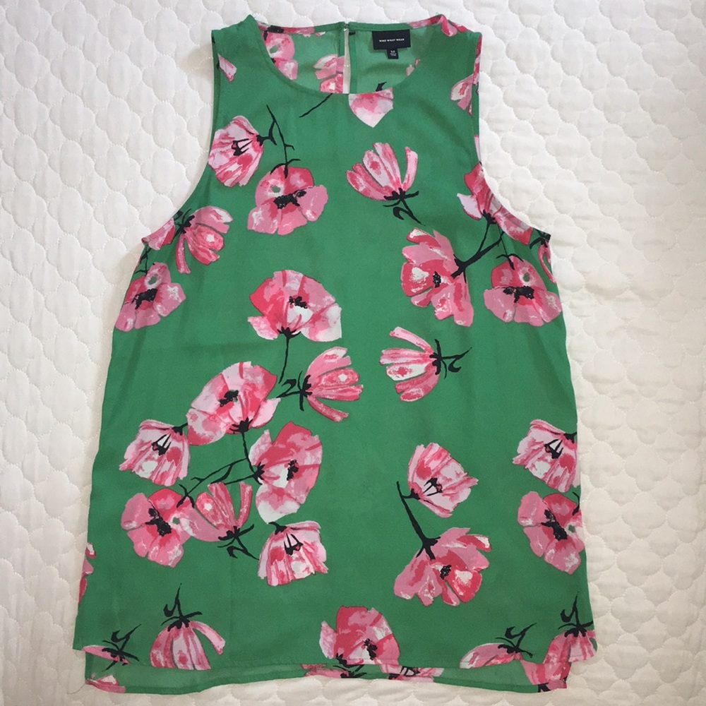 Green with pink floral tunic